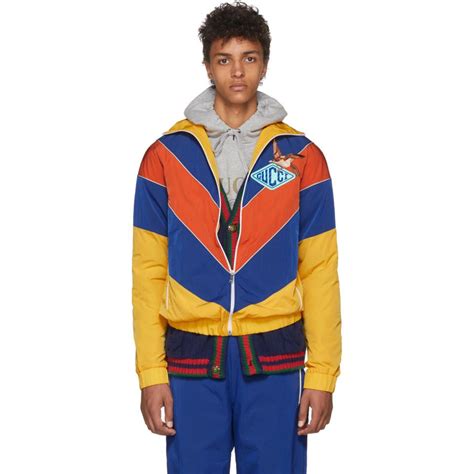 gucci yellow and blue technical jacket|dark Gucci jackets for men.